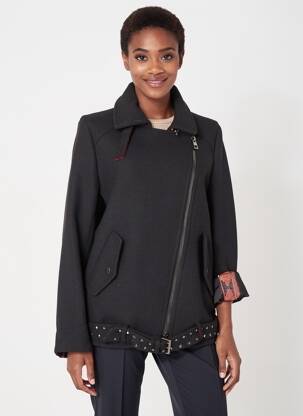 Manteau court coupe droite sans capuche noir BAZAR DELUXE femme