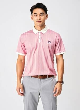 Polo coupe cintrée manches courtes rose FILA homme