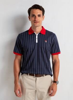 Polo coupe cintrée manches courtes bleu FILA homme