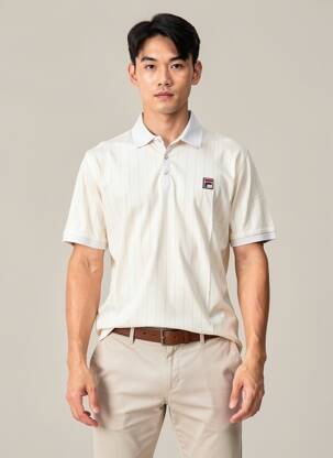 Polo coupe droite manches courtes blanc FILA homme