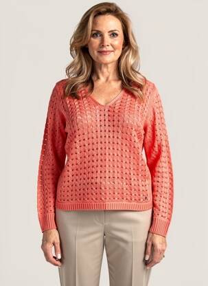 Pull maille ajourée manches longues orange OLSEN femme
