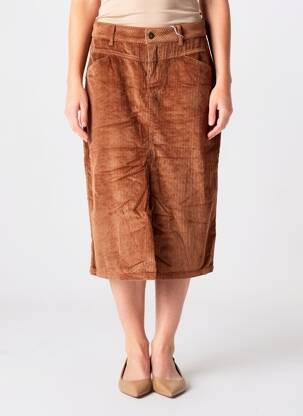 Jupe mi-longue coupe droite marron LPB LES PETITES BOMBES  femme