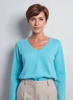 Pull coupe droite manches longues bleu MARBLE femme