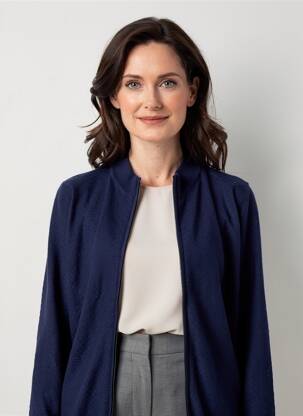 Gilet manches longues col rond bleu MARBLE femme