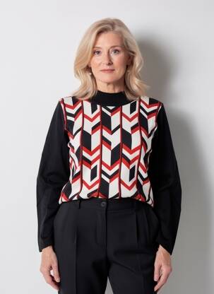 Pull coupe cintrée manches longues noir MARBLE femme