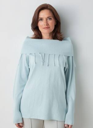 Pull coupe droite manches longues bleu MARBLE femme