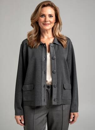 Gilet manches longues fermeture boutonnée sur le devant gris MARBLE femme