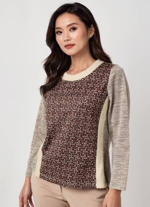 Pull coupe cintrée manches longues marron NAYAT femme