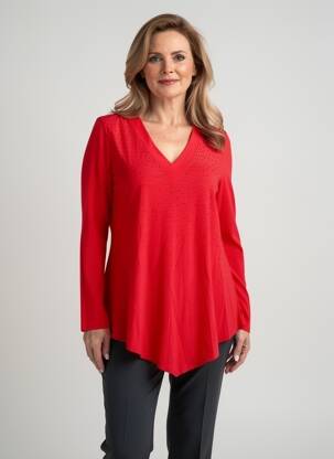 T-shirt manches longues manches longues rouge MARBLE femme