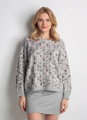 Pull coupe droite manches longues gris CARE OF YOU femme