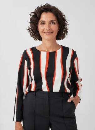 Pull coupe droite manches longues noir MARBLE femme
