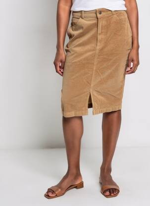 Jupe mi-longue stretch marron PARA MI femme