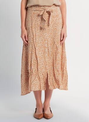 Jupe longue coupe droite orange ROSA FASHION femme