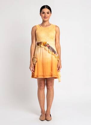 Robe courte sans manche sans manche orange DY DESIGN femme