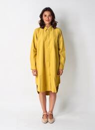 Robe mi-longue manches longues manches longues jaune BUBBLEE femme