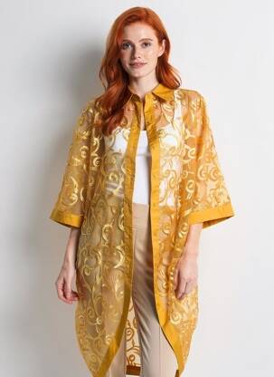 Veste chic manches 3/4 jaune BUBBLEE femme