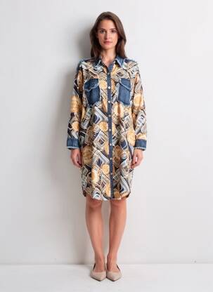 Robe mi-longue manches longues manches longues bleu BUBBLEE femme