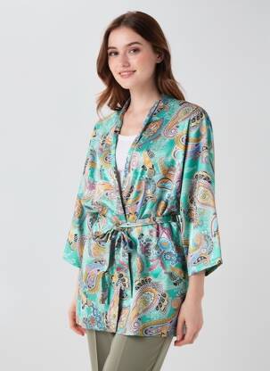 Veste kimono manches longues vert ROSA FASHION femme
