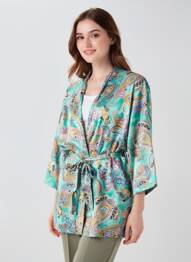 Veste kimono manches longues vert ROSA FASHION femme
