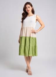 Robe mi-longue sans manche sans manche vert ROSA FASHION femme