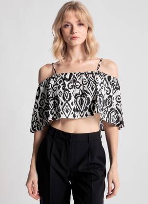 Top col carré fines bretelles noir ROSA FASHION femme