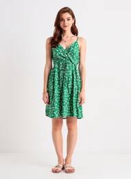 Robe courte coupe cintrée fines bretelles vert ROSA FASHION femme