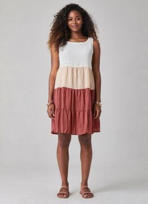 Robe courte sans manche sans manche beige ROSA FASHION femme