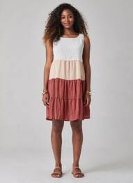 Robe courte sans manche sans manche beige ROSA FASHION femme