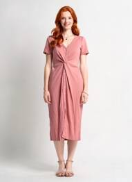 Robe mi-longue manches courtes manches courtes rose ROSA FASHION femme