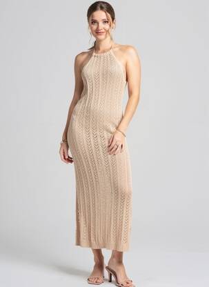Robe longue manches dos nu sans manche rose ROSA FASHION femme