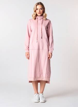 Robe longue manches longues manches longues rose F & P femme