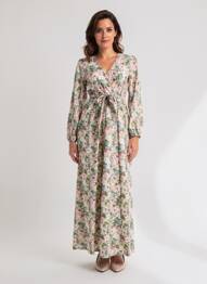 Robe longue manches longues manches longues vert ROSA FASHION femme