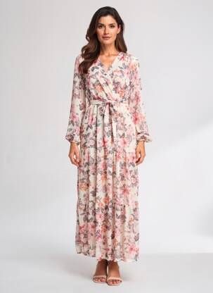 Robe longue manches longues manches longues rose ROSA FASHION femme