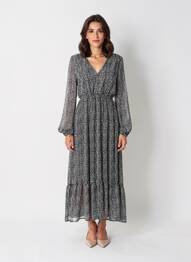 Robe longue manches longues manches longues noir ROSA FASHION femme