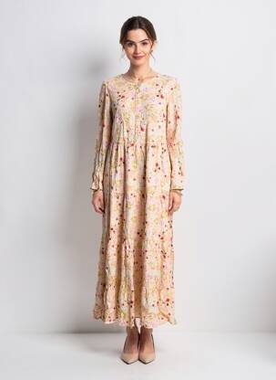 Robe longue manches longues manches longues jaune ROSA FASHION femme