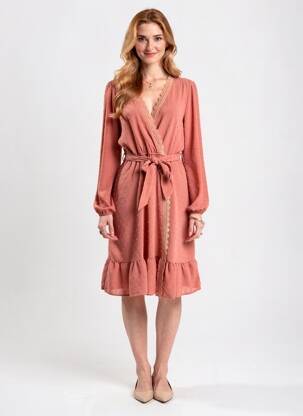 Robe mi-longue manches longues manches longues rose ROSA FASHION femme