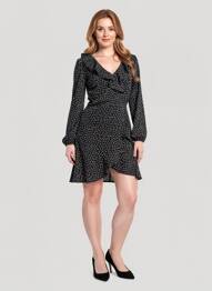 Robe courte tissage crêpe manches longues noir ROSA FASHION femme