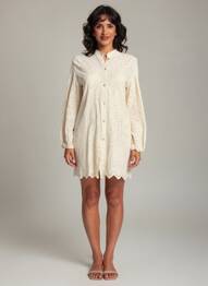Robe courte manches longues manches longues beige NEW COLLECTION femme