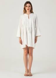 Robe courte manches 3/4 manches 3/4 blanc BUBBLEE femme