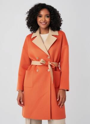 Manteau long coupe cintrée sans capuche orange LOLA CASADEMUNT femme