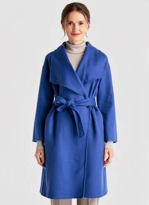 Manteau long coupe cintrée sans capuche bleu LOLA CASADEMUNT femme