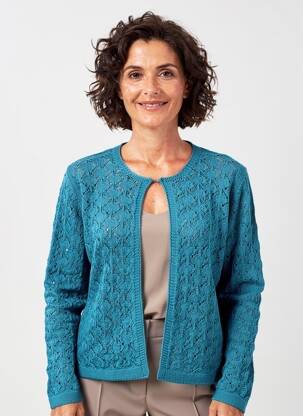 Gilet manches longues col rond bleu OMC femme