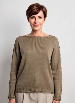 Pull coupe cintrée manches longues marron OMC femme