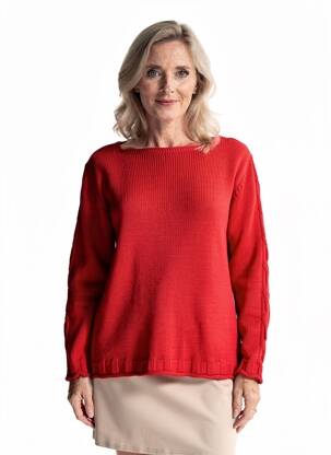 Pull coupe cintrée manches longues rouge OMC femme