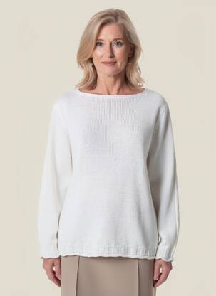 Pull coupe cintrée manches longues blanc OMC femme