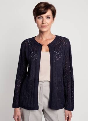 Gilet manches longues col rond bleu OMC femme