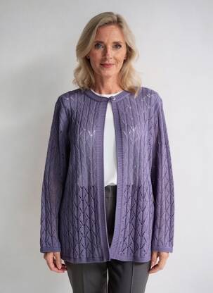 Gilet manches longues col rond violet OMC femme
