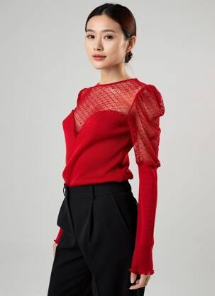 T-shirt manches longues manches longues rouge LISANZA femme