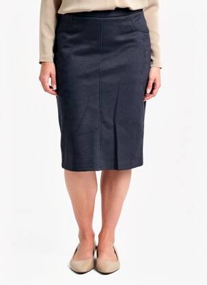Jupe mi-longue stretch bleu GUY DUBOUIS femme