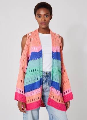 Gilet manches longues col v rose GOLD&SILVER PARIS femme